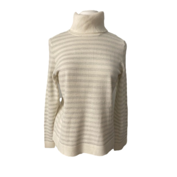 unbranded Sweaters - Women's L Cottagecore Metallic Stripe Turtleneck Knit Sweater Boho Chic Academia